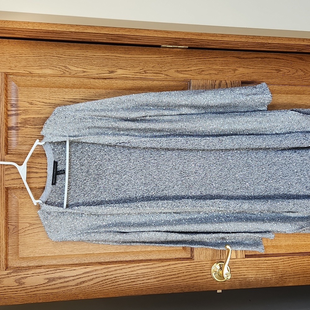 White House Black Market Silver Open-Front Cardigan
